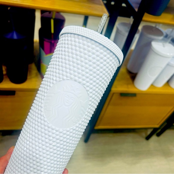 Starbucks Pearl White Studded Tumbler Lilac Bling Iridescent Venti Cup 24oz NWT - Picture 1 of 13